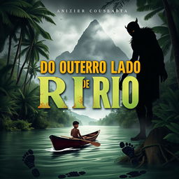 a book cover for 'Do Outro Lado do Rio' featuring a dense Amazon jungle background with towering trees and a mystical mist