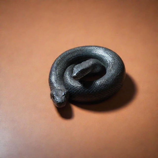 A powerful and elegant Black Mamba snake coiled around a basketball displaying a striking contrast