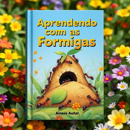 Design a book cover titled "Aprendendo com as Formigas" (Learning from the Ants)