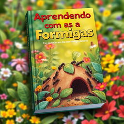 Design a book cover titled "Aprendendo com as Formigas" (Learning from the Ants)