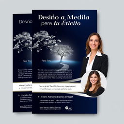 A professional and elegant flyer for a coaching agreement titled 'Diseño a Medida para tu Éxito'