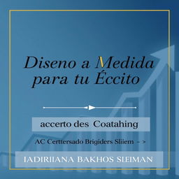 A distinguished and professional promotional design for "Diseño a Medida para tu Éxito: Acuerdo de Coaching" featuring IAC Certified Coach Adriana Bakhos Sleiman