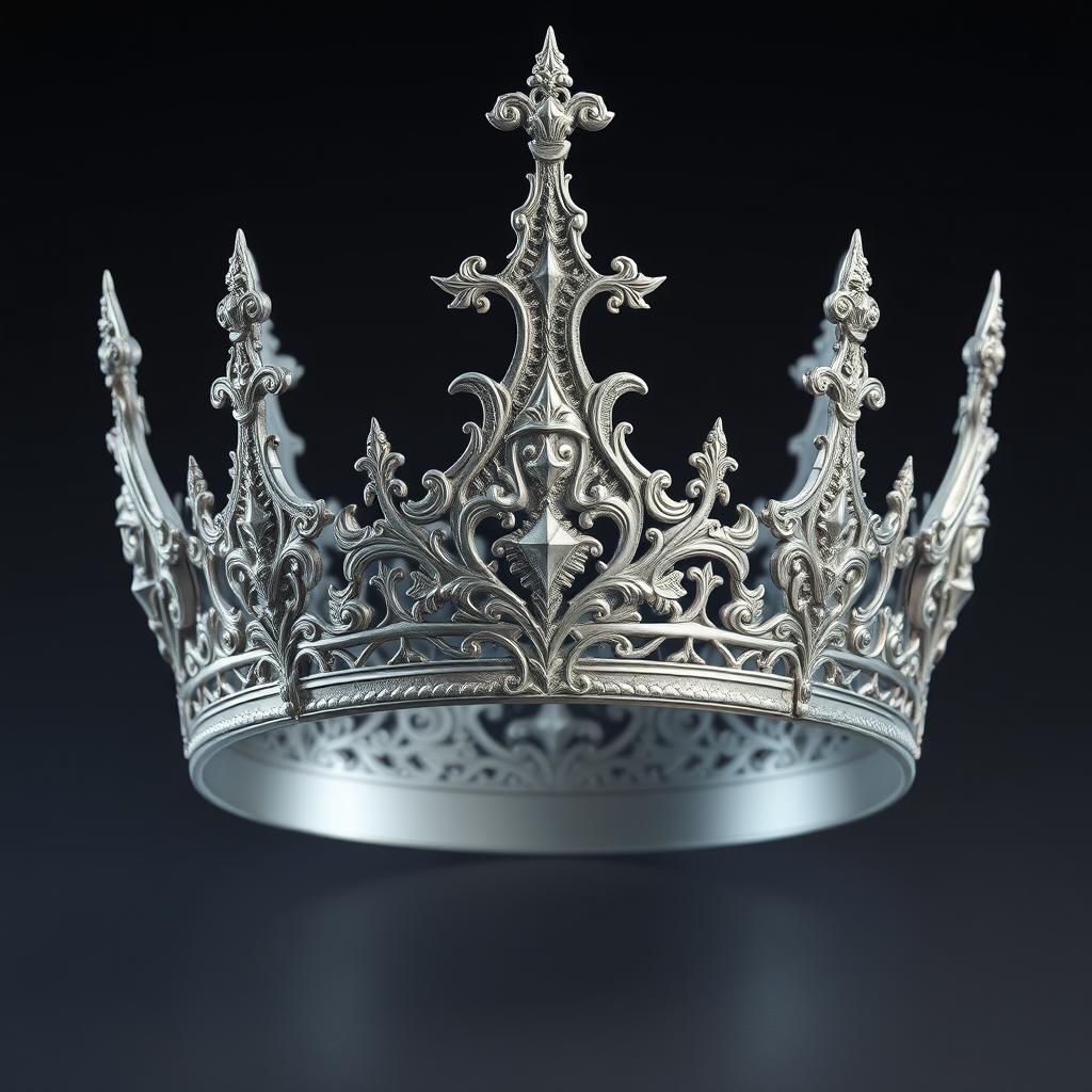 Design a silver crown with intricate detail in fantasy style