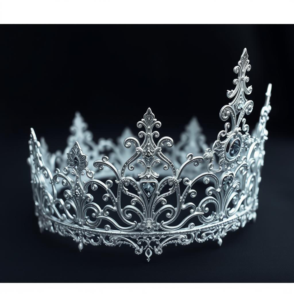 Design a silver tiara with intricate detail in fantasy style