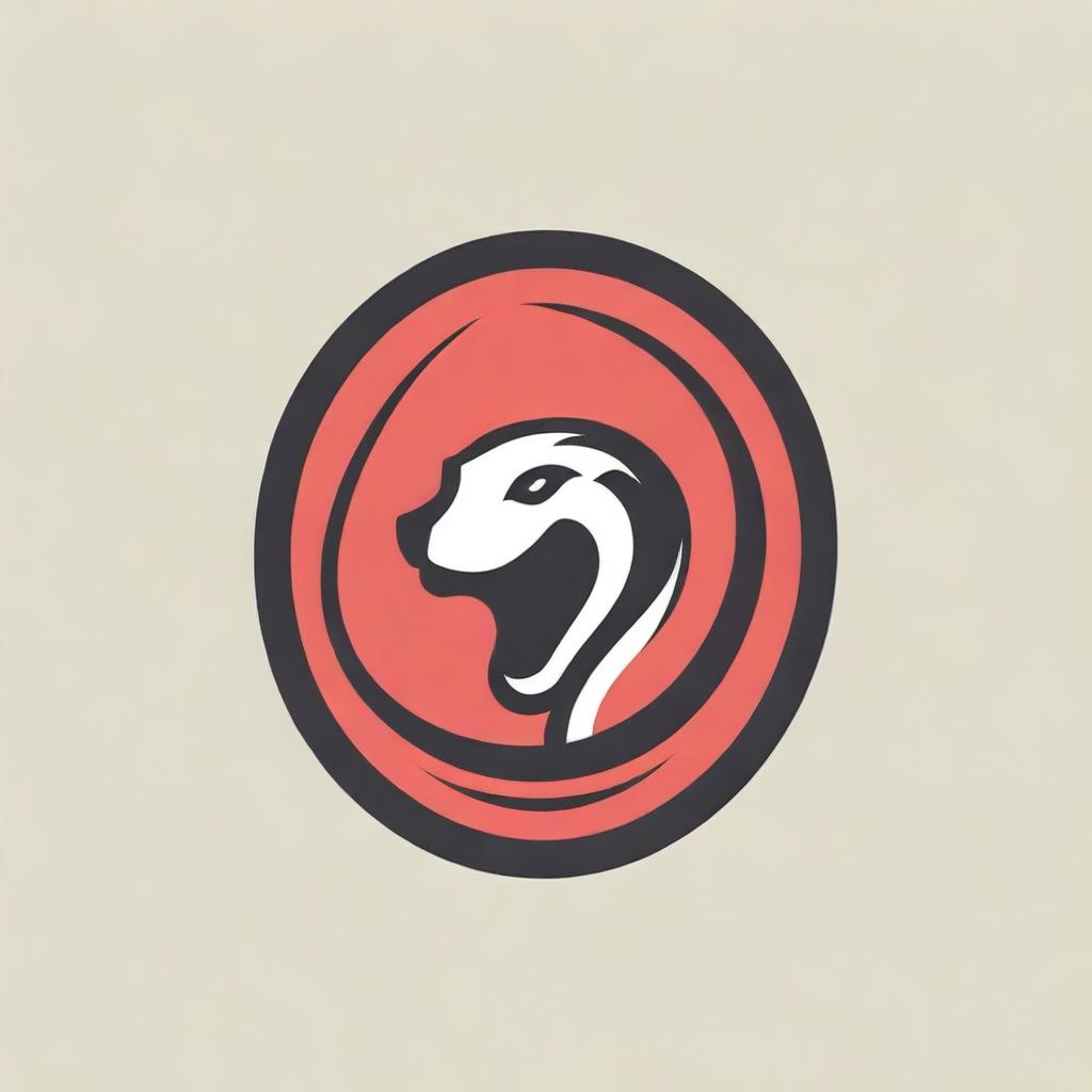 A powerful logo combining elements of a red and black design. The motif should be a striking contrast of a black mamba snake and basketball.