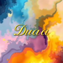 A beautiful abstract background with vibrant colors, featuring the name 'Duaa' in an intricate and ornate font