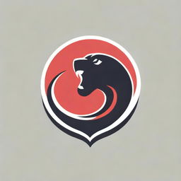 A powerful logo combining elements of a red and black design. The motif should be a striking contrast of a black mamba snake and basketball.