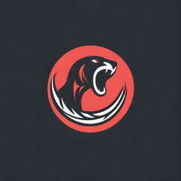 A powerful logo combining elements of a red and black design. The motif should be a striking contrast of a black mamba snake and basketball.