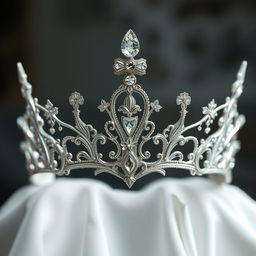 Create an enchanting silver tiara with delicate and intricate detailing in a fantasy style