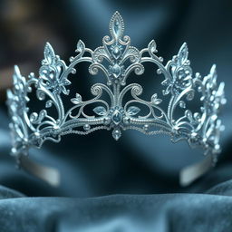 Create an enchanting silver tiara with delicate and intricate detailing in a fantasy style