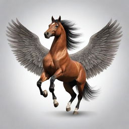 A majestic horse with expansive wings styled into a striking emblem, suitable for a tattoo design.