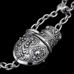 Design a silver handcuff chain with a fantasy style twist