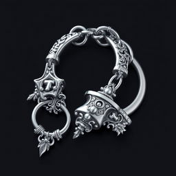 Design a silver handcuff chain with a fantasy style twist