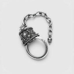 Design a silver handcuff chain with a fantasy style twist