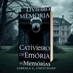 A captivating book cover for "Cativeiro de Memórias" written by Gabriela A