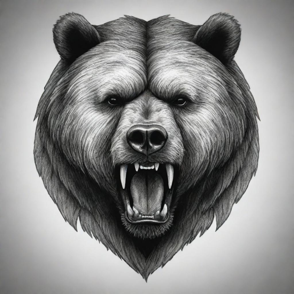 An imposing bear emblem showcasing raw strength and ferocity, crafted into a powerful tattoo design.