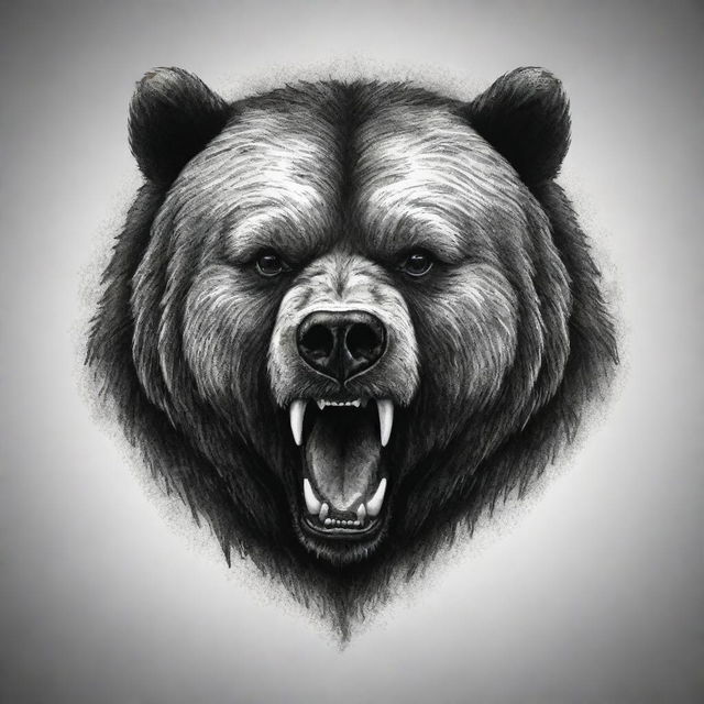 An imposing bear emblem showcasing raw strength and ferocity, crafted into a powerful tattoo design.