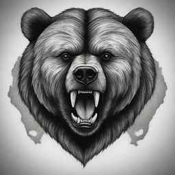 An imposing bear emblem showcasing raw strength and ferocity, crafted into a powerful tattoo design.