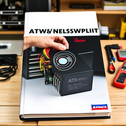 A striking book cover focusing on an ATX power supply inside a computer during maintenance