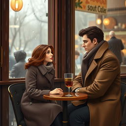 A romantic book cover depicting the chemistry between Katarina, a beautiful white woman with chestnut brown hair of short stature, and Leonardo, a tall, muscular attorney