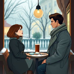 A romantic book cover depicting the chemistry between Katarina, a beautiful white woman with chestnut brown hair of short stature, and Leonardo, a tall, muscular attorney