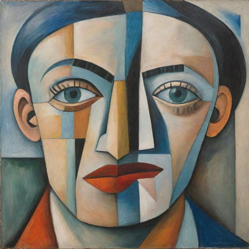 Portraits in the cubist style of Pablo Picasso, focusing on abstract and geometric facial features.