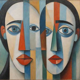 Portraits in the cubist style of Pablo Picasso, focusing on abstract and geometric facial features.