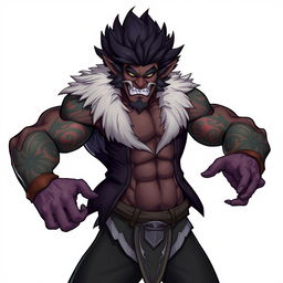 Sett from League of Legends, posing dynamically showing his muscular physique