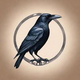 An artful tattoo design featuring a stylized symbol of a crow, accentuating its mystique and intelligence.