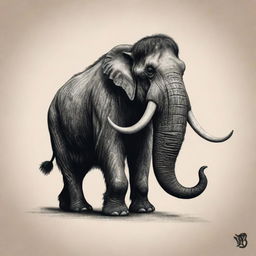 A symbol capturing the mighty presence of a mammoth, transformed into a distinctive tattoo design.