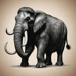 A symbol capturing the mighty presence of a mammoth, transformed into a distinctive tattoo design.