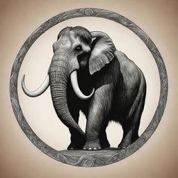 A symbol capturing the mighty presence of a mammoth, transformed into a distinctive tattoo design.