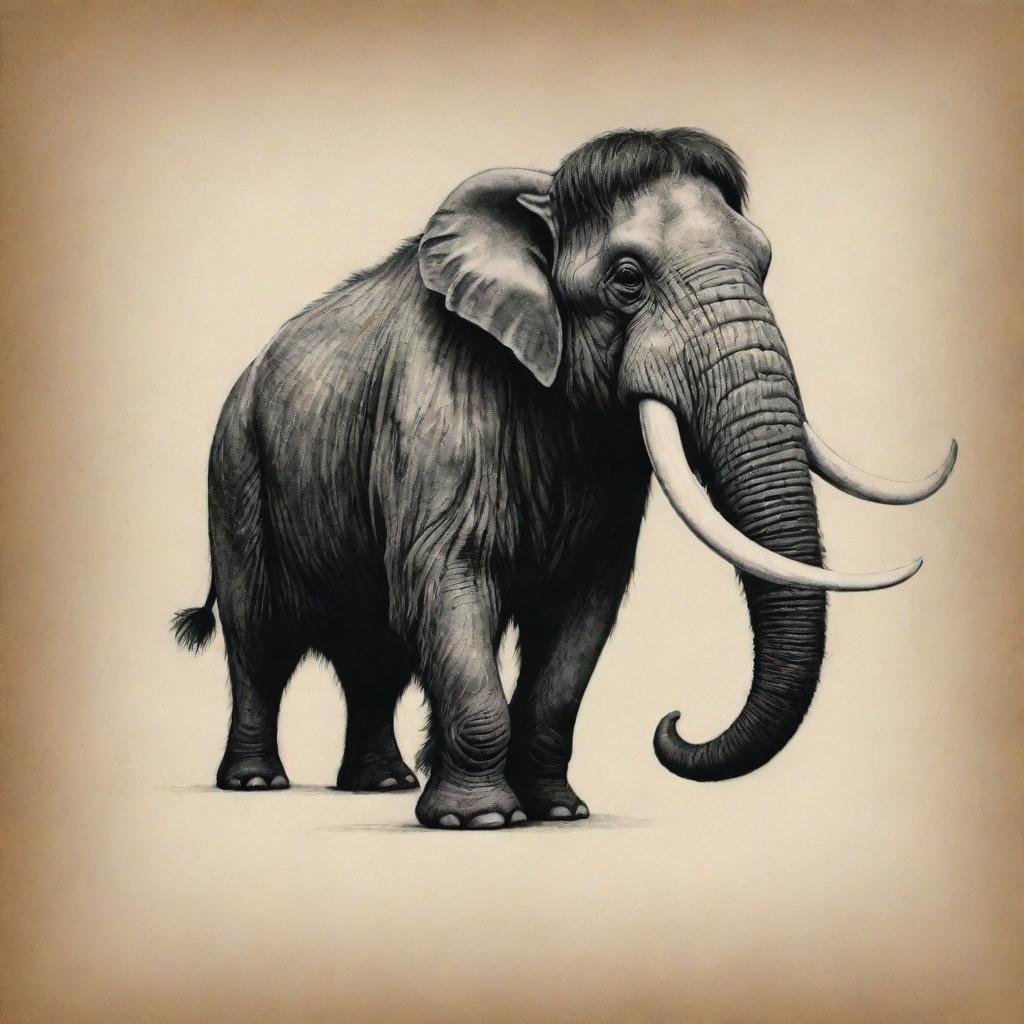 A symbol capturing the mighty presence of a mammoth, transformed into a distinctive tattoo design.