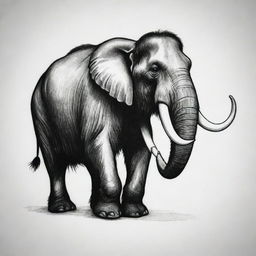 A simple, yet striking tattoo design of a mammoth that embraces minimalism, showcasing its grandeur and authority.