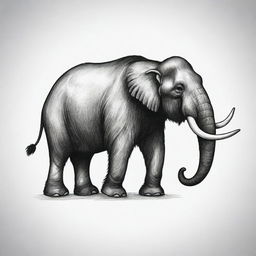 A simple, yet striking tattoo design of a mammoth that embraces minimalism, showcasing its grandeur and authority.