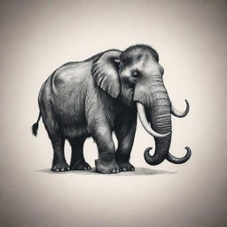 A simple, yet striking tattoo design of a mammoth that embraces minimalism, showcasing its grandeur and authority.