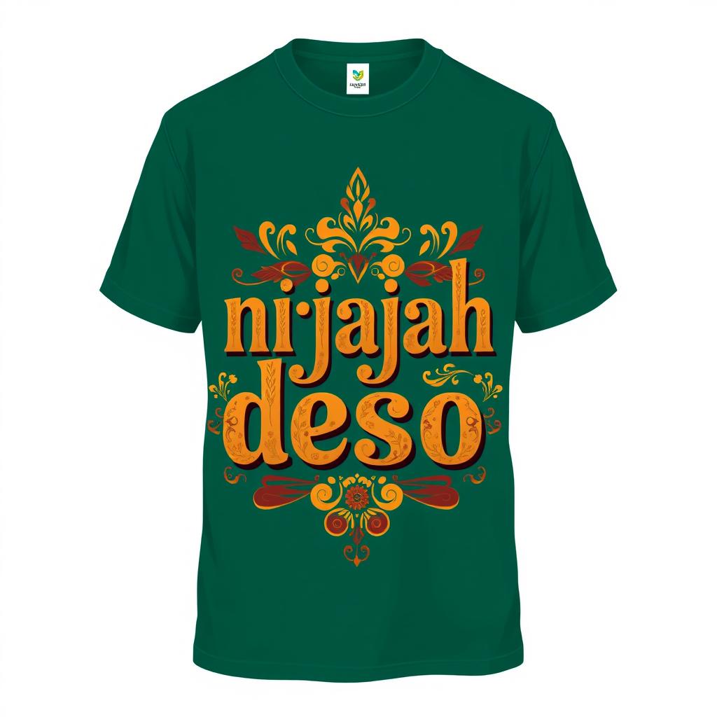 A stylish t-shirt design featuring the phrase "njajah deso" in bold, artistic font