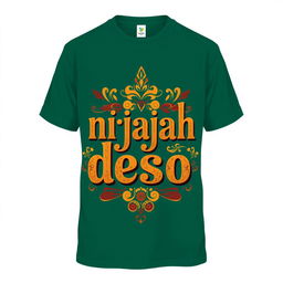 A stylish t-shirt design featuring the phrase "njajah deso" in bold, artistic font