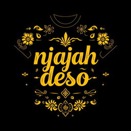 A stylish t-shirt design featuring the phrase "njajah deso" in bold, artistic font, set against a black background