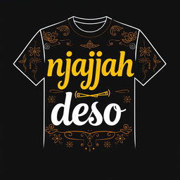 A stylish black t-shirt design featuring the phrase "njajah deso" in bold, artistic font