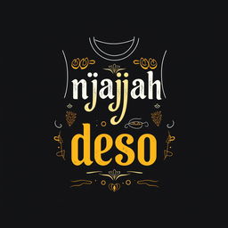 A stylish black t-shirt design featuring the phrase "njajah deso" in bold, artistic font