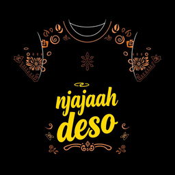 A stylish black t-shirt design featuring the phrase "njajah deso" in bold, artistic font