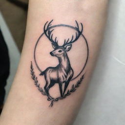 A delicate tattoo design featuring the elegant symbol of a deer, symbolizing tranquility and grace.