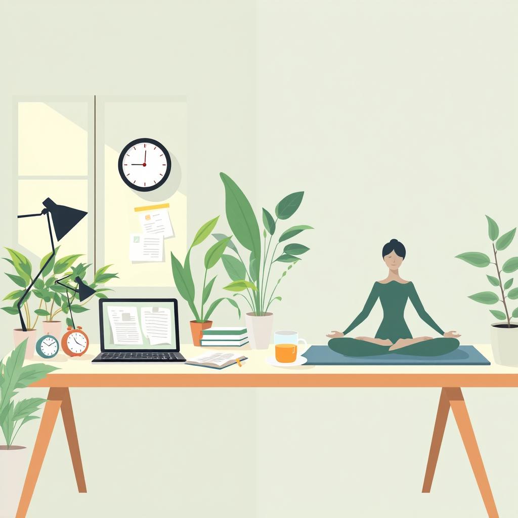 A harmonious illustration embodying the balance between productivity and life, without any text