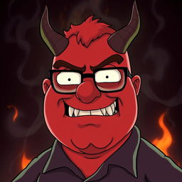 A demonic version of Peter Griffin from Family Guy, with exaggerated, menacing features