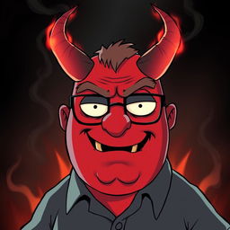 A demonic version of Peter Griffin from Family Guy, with exaggerated, menacing features