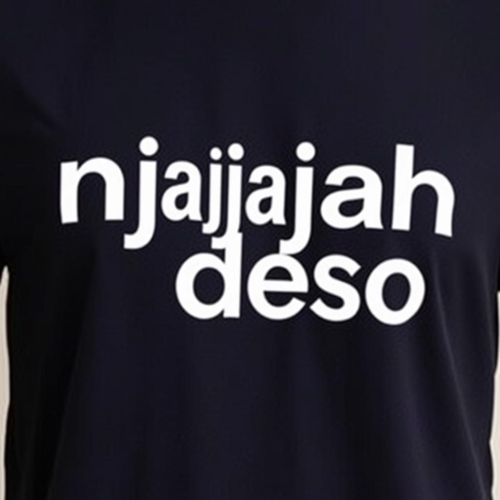 A stylish black t-shirt featuring the bold phrase "njajah deso" in an eye-catching, creative font