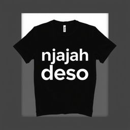 A stylish black t-shirt featuring the bold phrase "njajah deso" in an eye-catching, creative font