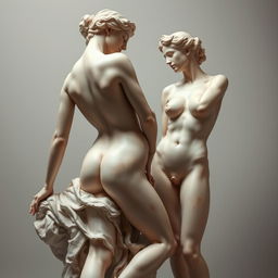 Artistic depiction of the human form, focusing on classical, tasteful nudes reminiscent of Renaissance sculptures, highlighting the beauty of the human body with graceful and elegant poses