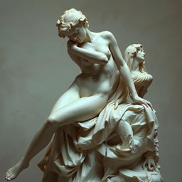 Artistic depiction of the human form, focusing on classical, tasteful nudes reminiscent of Renaissance sculptures, highlighting the beauty of the human body with graceful and elegant poses